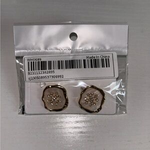 SHEIN Gold and White Snowflake Earrings